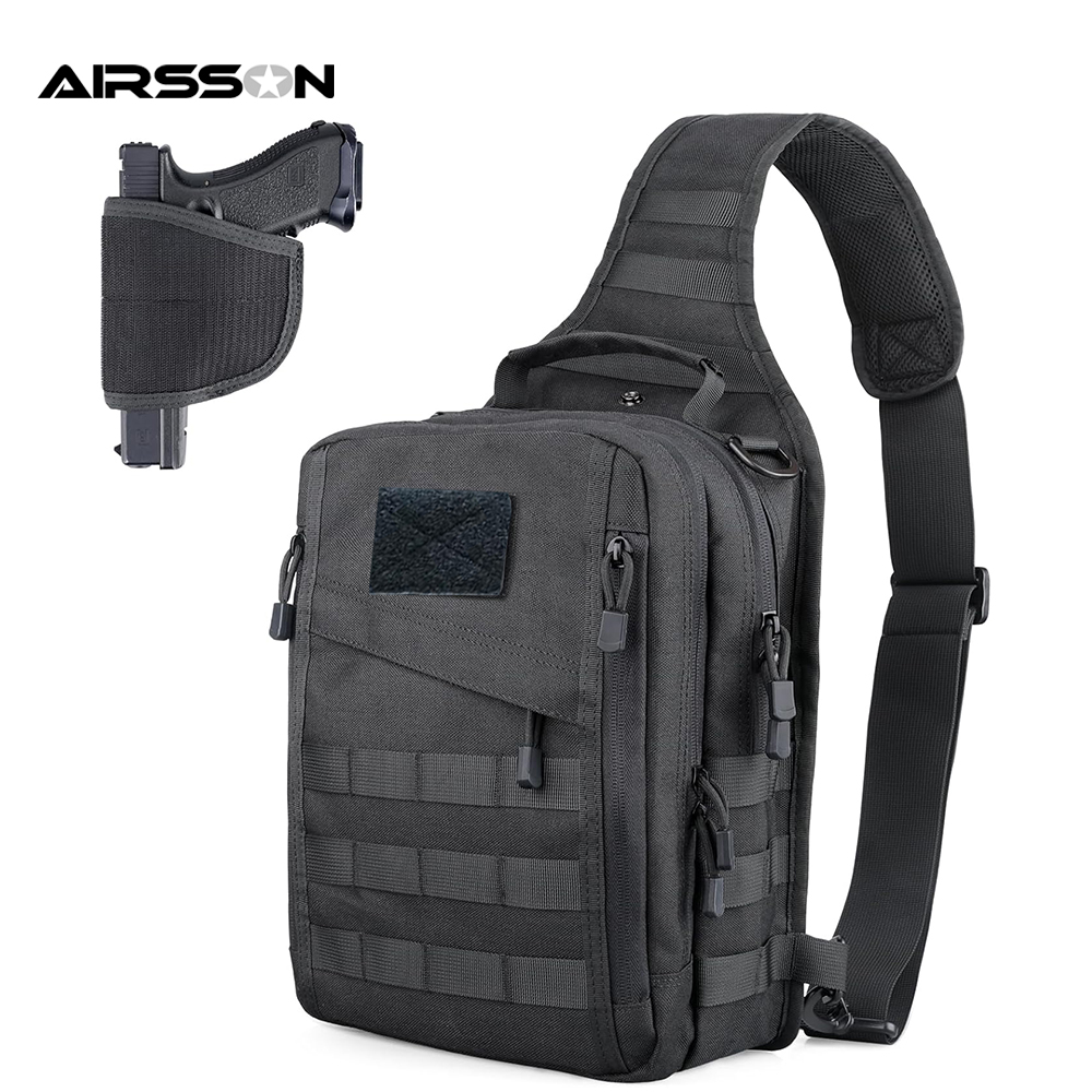 Edc Concealed Carry Sling Bag - 戦術的なバックパック,隠しキャリングガン,ホルスター,ピストルバッグ,MOLLE EDC,アウトドア,キャンプ,旅行,ハイキング用のクロスボディバッグ