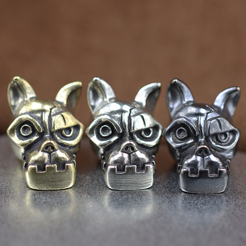 Edc Carry Kit - ブルドッグヘッド真鍮ナイフビーズEDC DIYパラコード織りアクセサリージュエリー動物犬子犬バックパック傘ロープランヤードペンダント