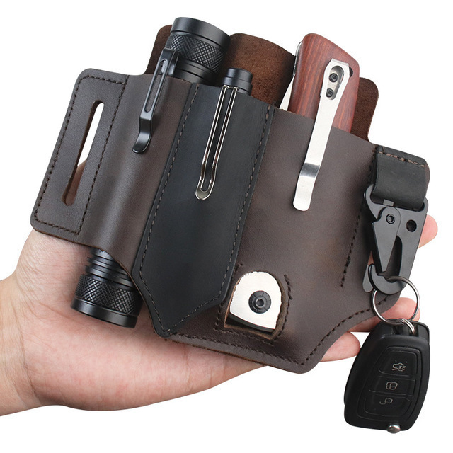レザーEDCツールポーチ アウトドアタクティカル懐中電灯ホル - Edc Carry Fanny Pack のレビューと価格