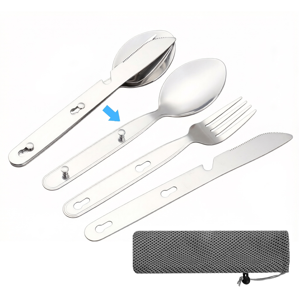3 ピース/セット折りたたみスプーンフォークナイフ 304  - Edc Everyday Carry Knives のレビューと価格