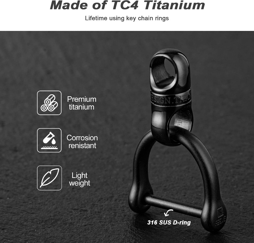 丸型カラビナクリップ付きチタン製キーリング。丈夫なEDCキー - Edc Carry Clip のレビューと価格