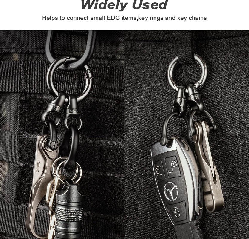 丸型カラビナクリップ付きチタン製キーリング。丈夫なEDCキー - Edc Carry Clip のレビューと価格